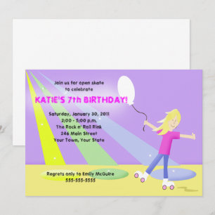 ROLLER SKATE Rollerskating 5x7 Birthday - Blonde Invitation