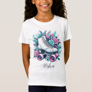 Roller skate, roses in pastel color, add your name T-Shirt