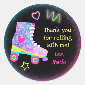 Roller Skate Skating Birthday Stickers Labels