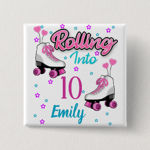 Roller Skate Skating Custom Birthday MAtching  15 Cm Square Badge