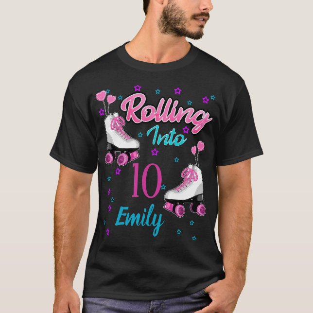Roller Skate Skating Custom Birthday MAtching T-Sh T-Shirt (Front)