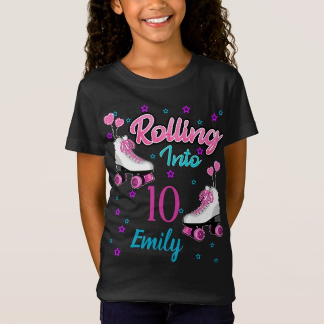 Roller Skate Skating Custom Birthday MAtching T-Shirt (Front)