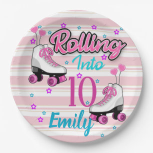 Roller Skate Skating Custom Birthday Paper Plate