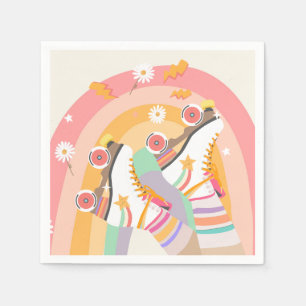 Roller Skate Skating Retro Groovy Girl Birthday Napkin
