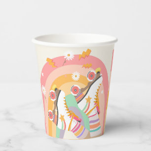 Roller Skate Skating Retro Groovy Girl Birthday Pa Paper Cups