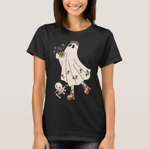 Roller Skate Spooky Creep It Real Ghost Retro Ghou T-Shirt