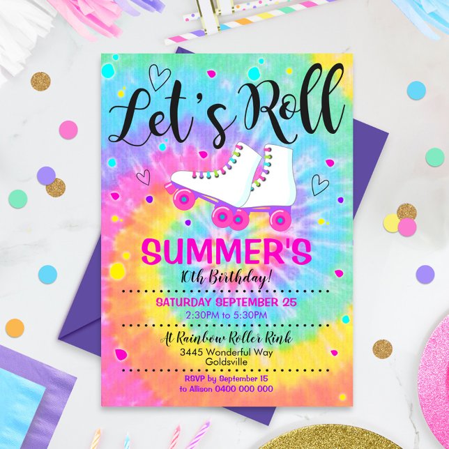 Roller skate Tie Dye Invitation Rollerskating (Creator Uploaded)