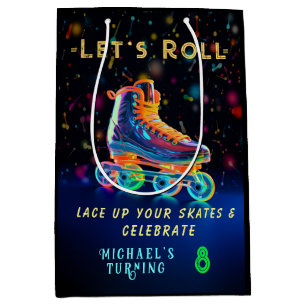 Roller Skate, Turning 8 Medium Gift Bag
