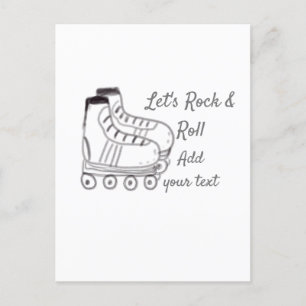 roller skater add text lets rock roll kids black s postcard