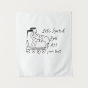 roller skater add text lets rock roll kids black s tapestry