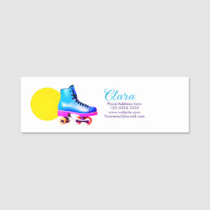 Roller skater add your name text place city phone tag