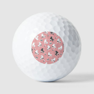 Roller skates cassette pattern. golf balls