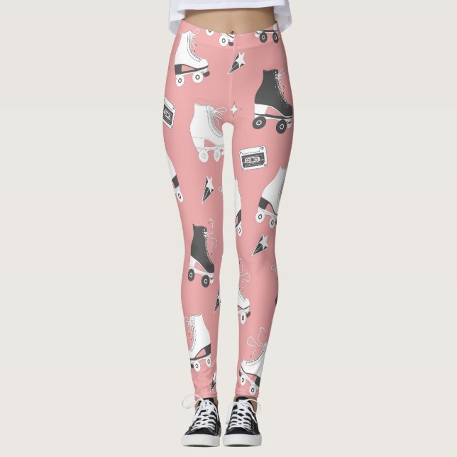 Roller skates cassette pattern. leggings (Front)