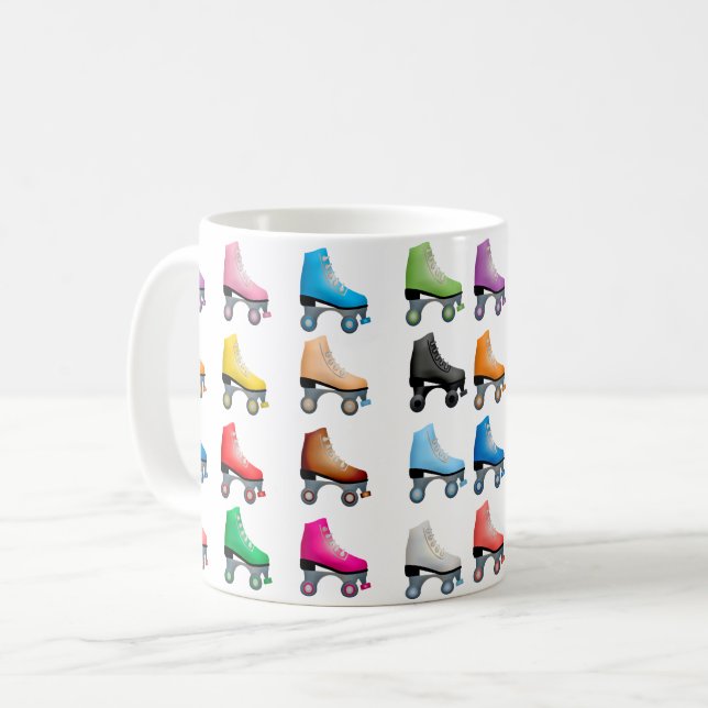Roller Skates Colorful Pattern Retro Rollerskates Coffee Mug (Front Left)