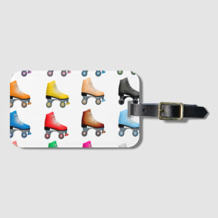 Roller Skates Colorful Pattern Retro Rollerskates Luggage Tag