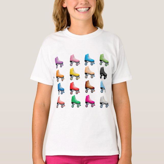 Roller Skates Colorful Pattern Retro Rollerskates T-Shirt (Front)