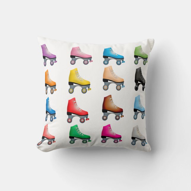 Roller Skates Colourful Pattern Retro Rollerskates Cushion (Front)