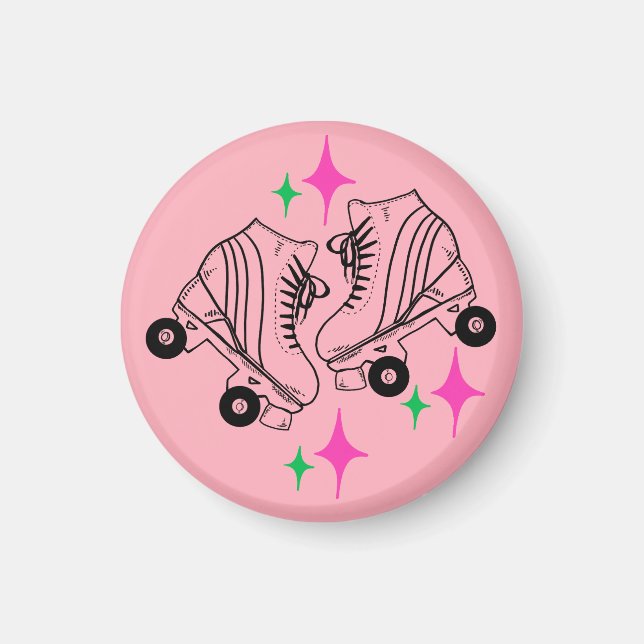 Roller Skates Derby Skating Pink Birthday Party  Magnet (Front)