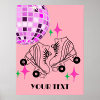 Roller Skates Derby Skating Pink Disco Ball