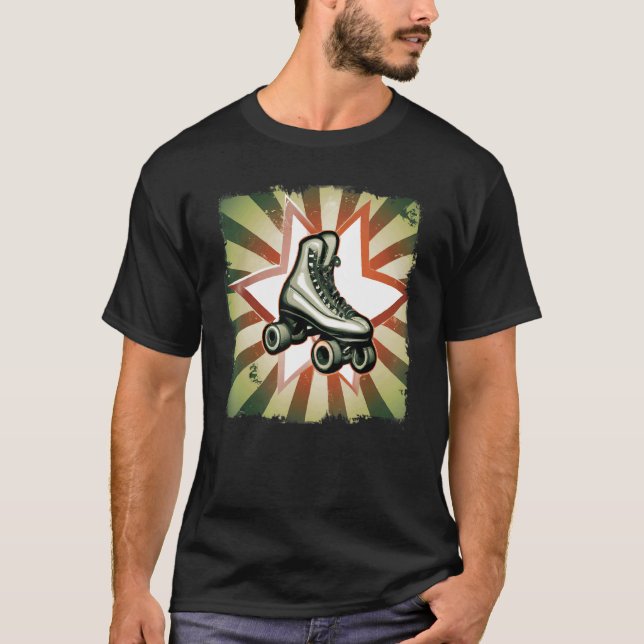 Roller Skates Roller Blades Retro Style 70s T-Shirt (Front)