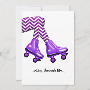 Roller skates with purple socks note card