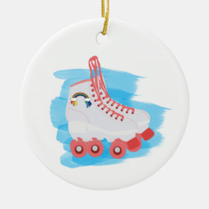 Roller Skates with Watercolor Splash Ceramic Tree Decoration