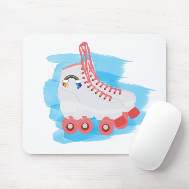 Roller Skates with Watercolor Splash Mouse Mat (With Mouse)