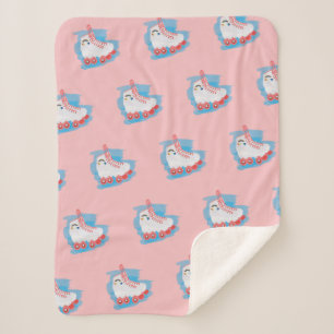 Roller Skates with Watercolor Splash Sherpa Blanket