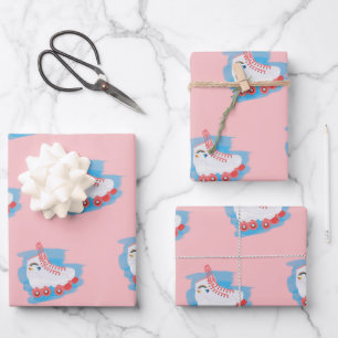 Roller Skates with Watercolor Splash Wrapping Paper Sheet