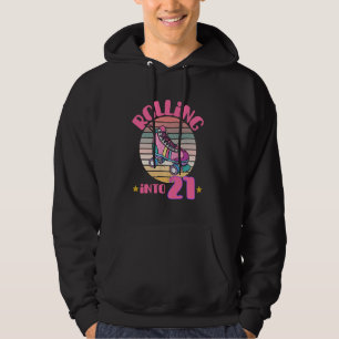 Roller Skating 21 Year Old Birthday Girl Rolling I Hoodie