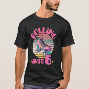 Roller Skating 6 Year Old Birthday Girl Rolling In T-Shirt