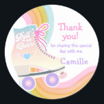 Roller Skating Birthday Classic Round Sticker<br><div class="desc">Girl Roller Skating Birthday Circle Favour Sticker. Matching items in our Store Cava Party Design</div>