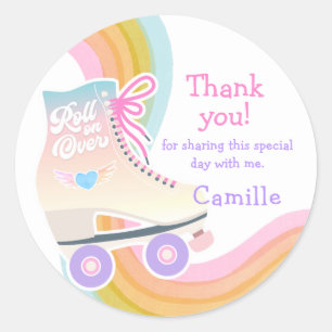 Roller Skating Birthday Classic Round Sticker