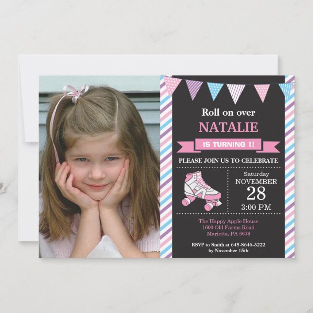 Roller Skating Birthday Invitation Birthday Party (Front)