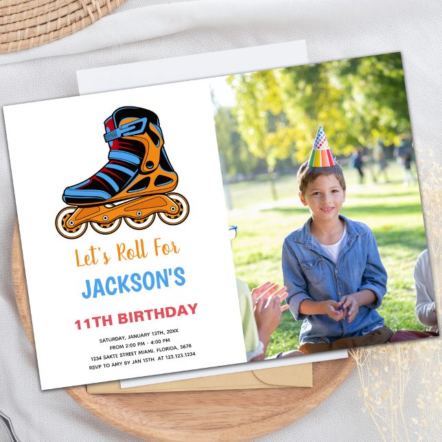 Roller Skating Birthday Invitations with photo (Roller Skating Birthday Invitations with photo)