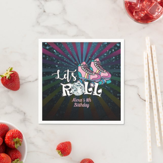 Roller Skating Birthday Napkin - Custom (Insitu)