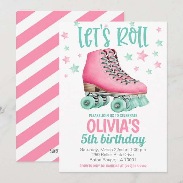 Roller Skating Birthday Party Invitation (Front/Back)