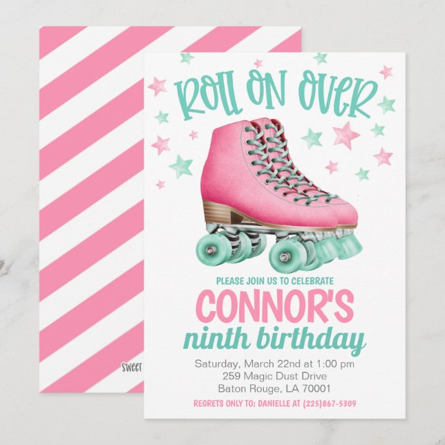 Roller Skating Birthday Party Invitation (Front/Back)