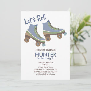 Roller Skating Birthday Party Invitation Stripe