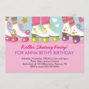 Roller Skating birthday party invitations