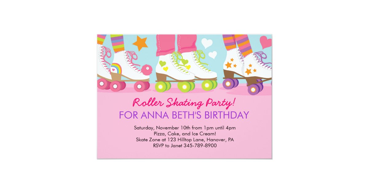 Roller Skating birthday party invitations | Zazzle.co.uk