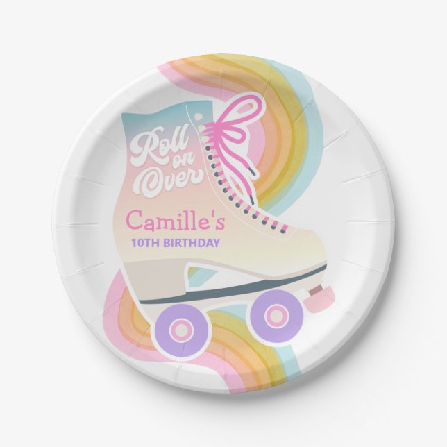 Roller Skating Birthday Party  Paper Plate (Front)