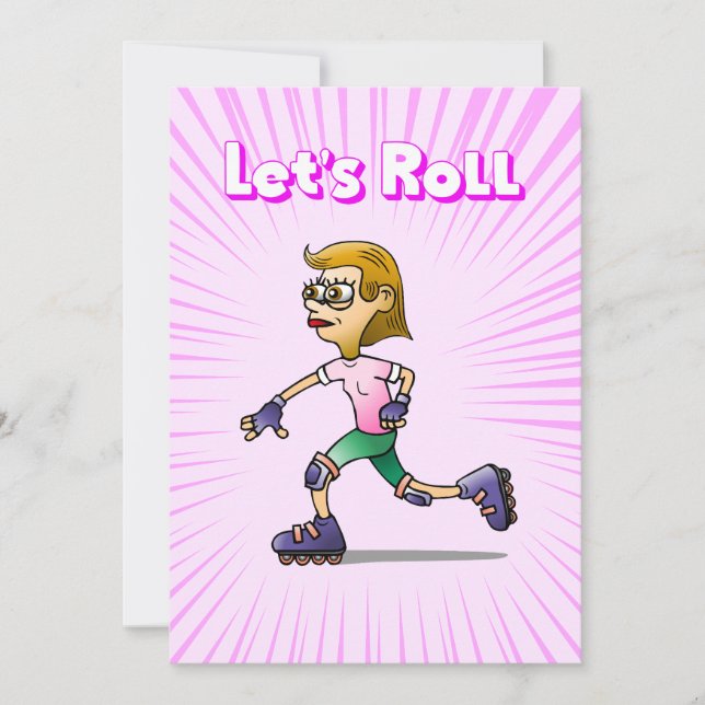 Roller Skating Birthday Party Pink Invitation (Front)