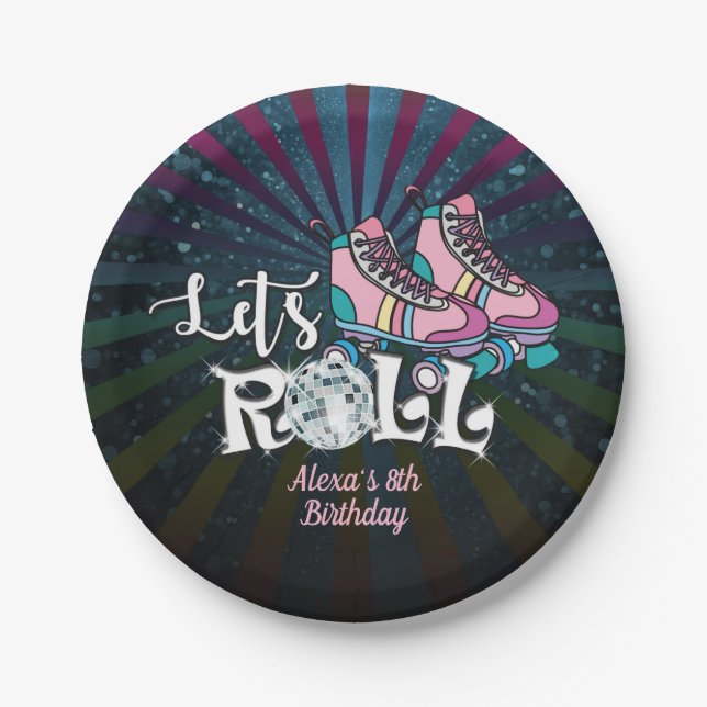 Roller Skating Birthday Party Plate - Custom (Front)