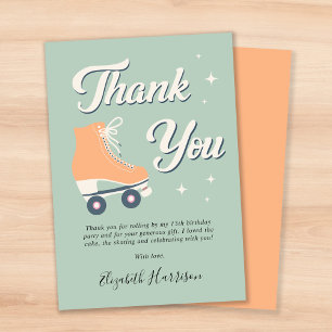Roller Skating Birthday Party Thank You Card