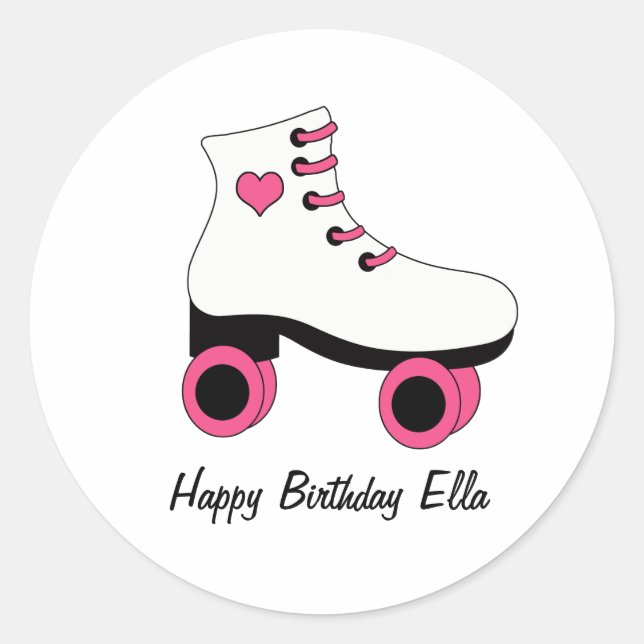 Roller Skating Birthday Personalised Stickers (Front)