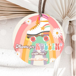 Roller Skating Birthday Retro Skate Rollin Thanks  Favour Tags