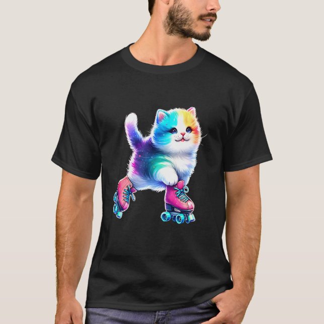 Roller Skating Cat Roller Derby Skater Rollerskate T-Shirt (Front)