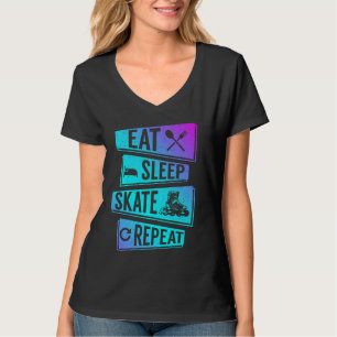 Roller Skating Funny Girls Eat Sleep Skate Repeat T-Shirt
