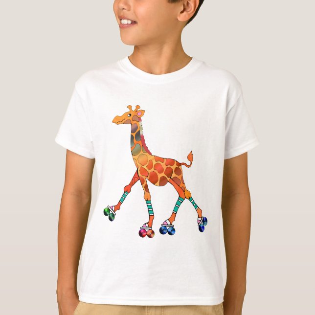 Roller Skating Giraffe T-Shirt (Front)
